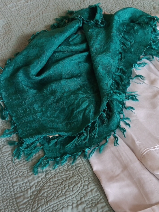 binny Accessories - Teal Fringe Wrap Scarf - Versatile Women’s Accessory.From The 1960s!